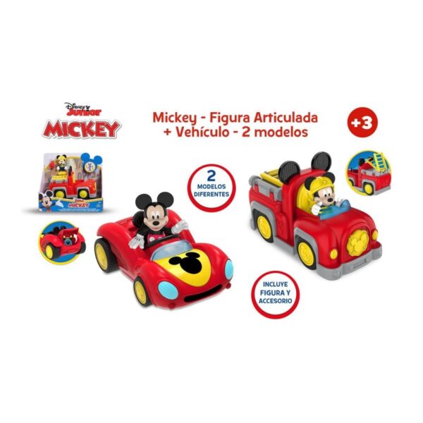 MICKEY FIGURA ARTICULADA + VEHICULO