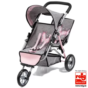 DOLLS TWIN 3 WHEEL JOGGER CARRITO COCHE MUÑECAS BAYERN DESIGN GEMELOS 39133AA