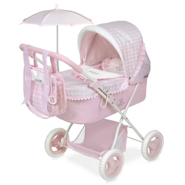 Coche de muñeca plegable con sombrilla - para muñecas de hasta 48 cm.   .