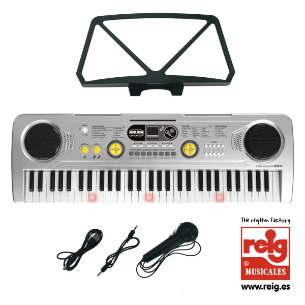 ORGANO 61 TECLAS, CON MIC, TOMA USB Y CABLE AUDIO Y FUNCION PROFESOR